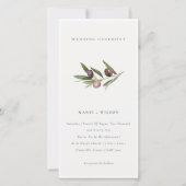 素朴ミニマルオリーブブランチの葉の結婚式 サンキューカード (正面)