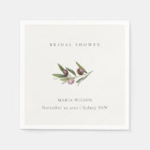 素朴ミニマルオリーブブランチの葉ブライダルシャワー スタンダードカクテルナプキン (正面)