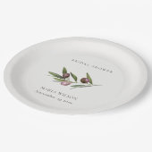 素朴ミニマルオリーブブランチの葉ブライダルシャワー ペーパープレート (アングル)