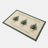 素朴ミニマルクリスマスパーソナライズされた ドアマット (アングル)