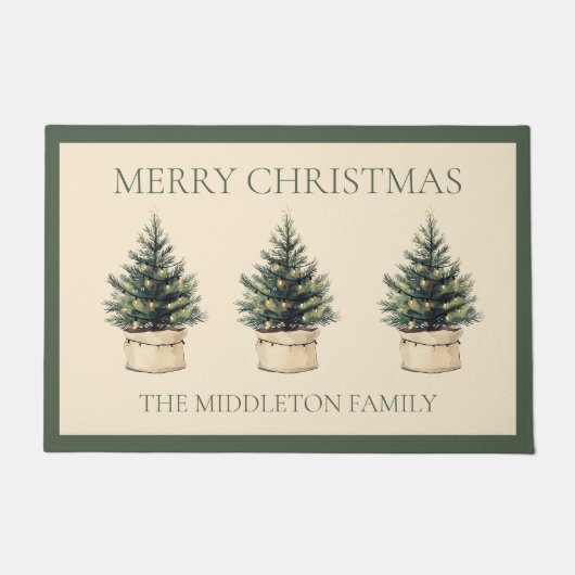 素朴ミニマルクリスマスパーソナライズされた ドアマット (正面)