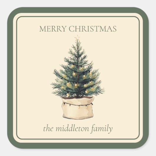 素朴ミニマルツリー スクエアシール (正面)