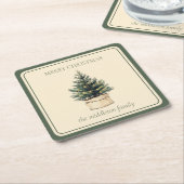 素朴ミニマルツリー スクエアペーパーコースター (アングル)
