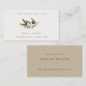 素朴ミニマルOlive Branch 結婚 Faulesのウェブサイト 名刺 (正面/裏面)