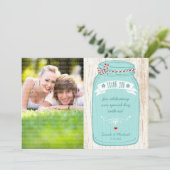 素朴メイスンの図解入りの、写真付きの結婚瓶 招待状 (スタンド正面)