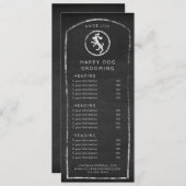 素朴メニューまたは価格表chalkboard踊り犬 招待状 (正面/裏面)