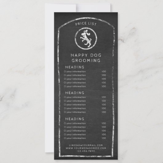 素朴メニューまたは価格表chalkboard踊り犬 招待状 (正面)