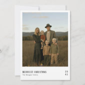 素朴メリーモダンChristmas Family Photo Card シーズンカード (正面)