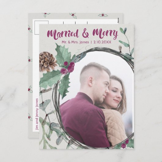 素朴メリー結婚した&書道の休日の写真 シーズンポストカード (正面/裏面)