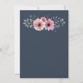 素朴モダンなエレガント水色の花結婚類 招待状 (裏面)