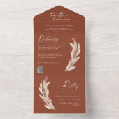 素朴モダンなパンパステラコッタ結婚のQRコード オールインワン招待状 (内側)