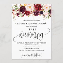 素朴モダンなマルサラフローラボホ結婚ズ 招待状