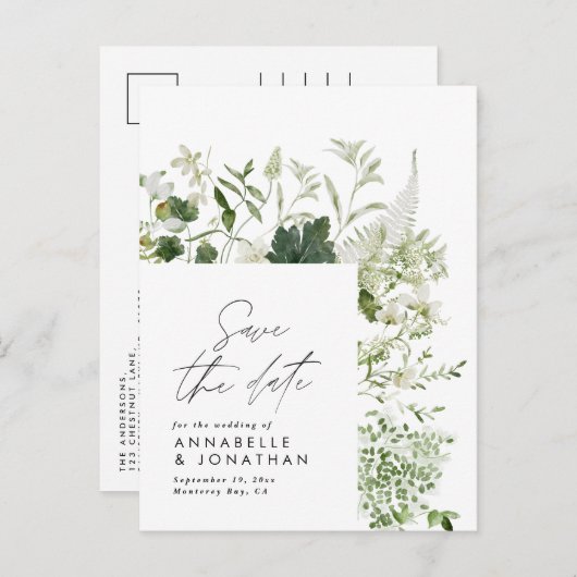 素朴モダンなユーカリ植物性エレガント緑 案内ポストカード (正面/裏面)