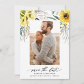 素朴モダンな植物ユーカリひまわり写真 セーブザデート (正面)