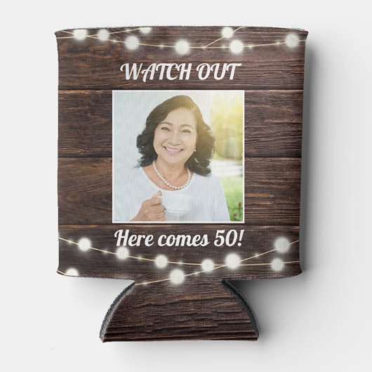 素朴モダンカスタム誕生日50スタイリッシュ 缶クーラー (正面)