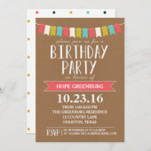 素朴モダンカラフル生誕会 招待状 (正面/裏面)