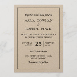 素朴モダンクラフミニマル結婚ト 招待状