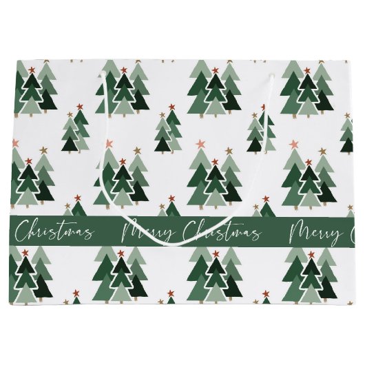 素朴モダンクリスマスタイポグラフィ ラージペーパーバッグ (正面)