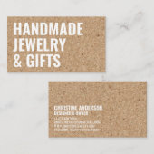 素朴モダンコルク手作り白はっきりしたフォント 名刺 (正面/裏面)
