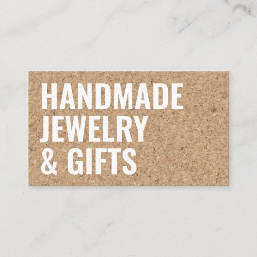 素朴モダンコルク手作り白はっきりしたフォント 名刺 (正面)