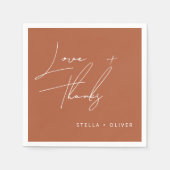 素朴モダンテラコッタスクリプトラブ感謝してい紙 スタンダードカクテルナプキン (正面)