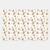 素朴モダンフェイク金ゴールド&グリーンパインツリーフォレスト ラッピングペーパーシート (正面)