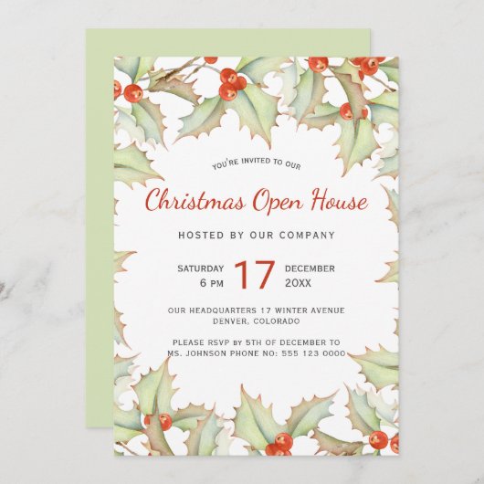 素朴モダンフローラ冬のクリスマスのオープンハウス (正面/裏面)