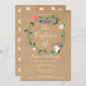 素朴モダンフローラ《キリスト教》洗礼式や命名式 招待状 (正面/裏面)