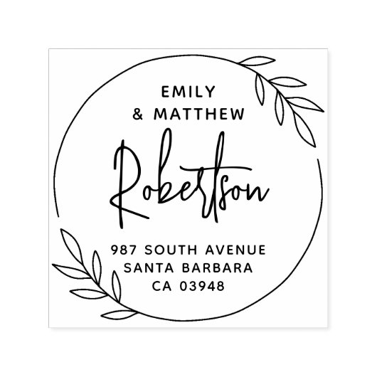 素朴モダンリース対結婚した差出人住所 セルフインキングスタンプ (デザイン)