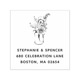 素朴モダンワイルドフラワー結婚メイソンの住所 セルフインキングスタンプ