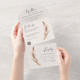 素朴モダン吸血鬼ユーカリ結婚のQRコード オールインワン招待状