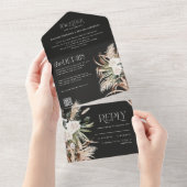 素朴モダン吸血鬼ユーカリ結婚のQRコードAl オールインワン招待状 (貼ってはがせる)