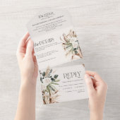 素朴モダン吸血鬼ユーカリ結婚プス オールインワン招待状 (貼ってはがせる)