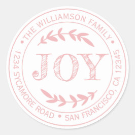 素朴モダン差出人住所ピンク ラウンドシール