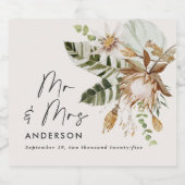 素朴モダン性エレガント野洋結婚植物体 スパークリングワインラベル (シングルラベル)