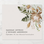 素朴モダン性エレガント野洋結婚植物 スパークリングワインラベル (シングルラベル)