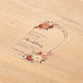 素朴モダン手書きスクリプト秋結婚Arch アクリル招待状 (レイダウン)