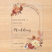 素朴モダン手書きスクリプト秋結婚Arch アクリル招待状 (正面)