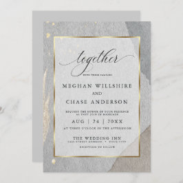 素朴モダン抽象芸術グレー水色 招待状