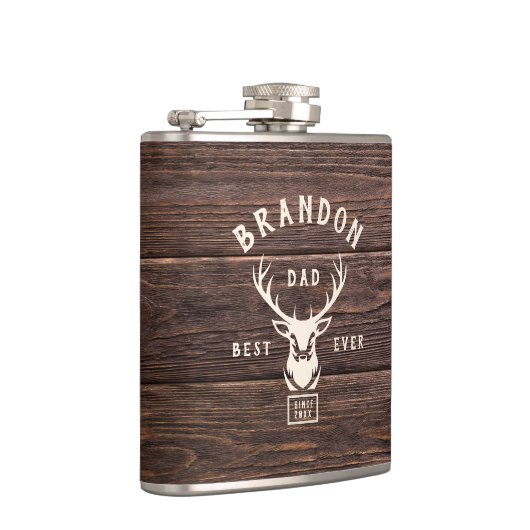 素朴モダン最高のパパエバ名前をカスタムするディアウッド フラスク (右)