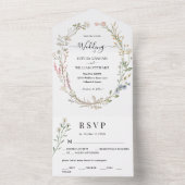 素朴モダン水の色の野シンプル花結婚の オールインワン招待状 (内側)