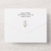 素朴モダン水の色の野シンプル花結婚の オールインワン招待状 (裏面)