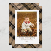 素朴モダン秋ブラウンタータンチェック格子写真 シーズンカード (正面/裏面)