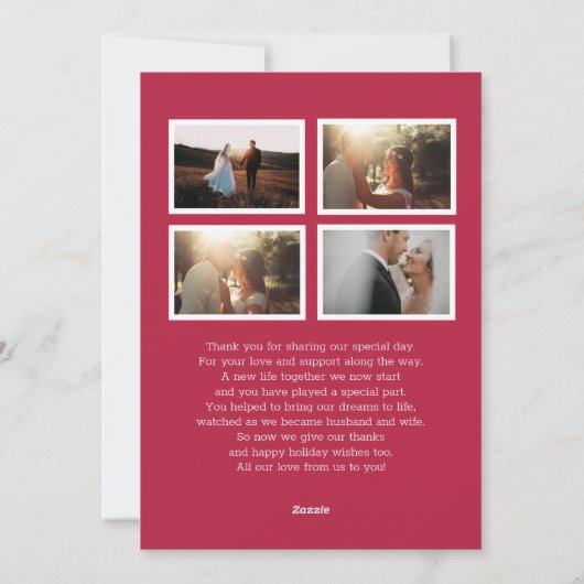 素朴モダン結婚したクリスマス新婚写真ホ シーズンカード (裏面)