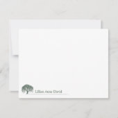 素朴モダン緑の柳の木のロパーソナライズされたゴ ノートカード (正面)