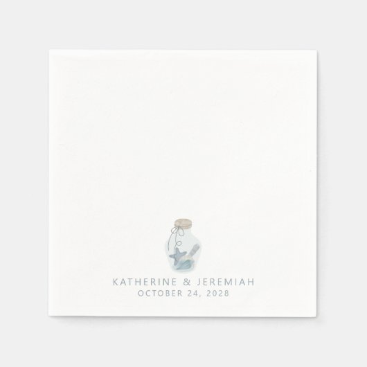 素朴モダン航海のシ結婚ェル スタンダードカクテルナプキン (正面)