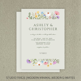 素朴モダン野縁ど花ソフト結婚セージ 招待状