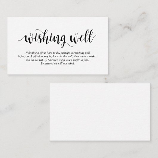 素朴モダン黒文字結婚願い エンクロージャーカード (正面/裏面)