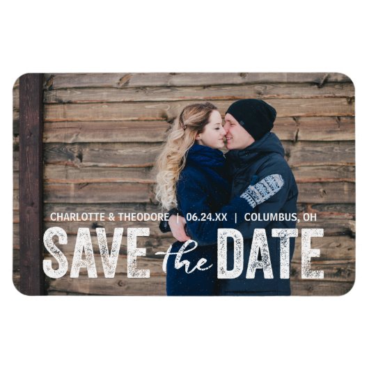 素朴モダン | Photo日付マグネットを保存 マグネット (横)