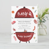 素朴モダンBackyard BBQベビーQベビーシャワー 招待状 (スタンド正面)